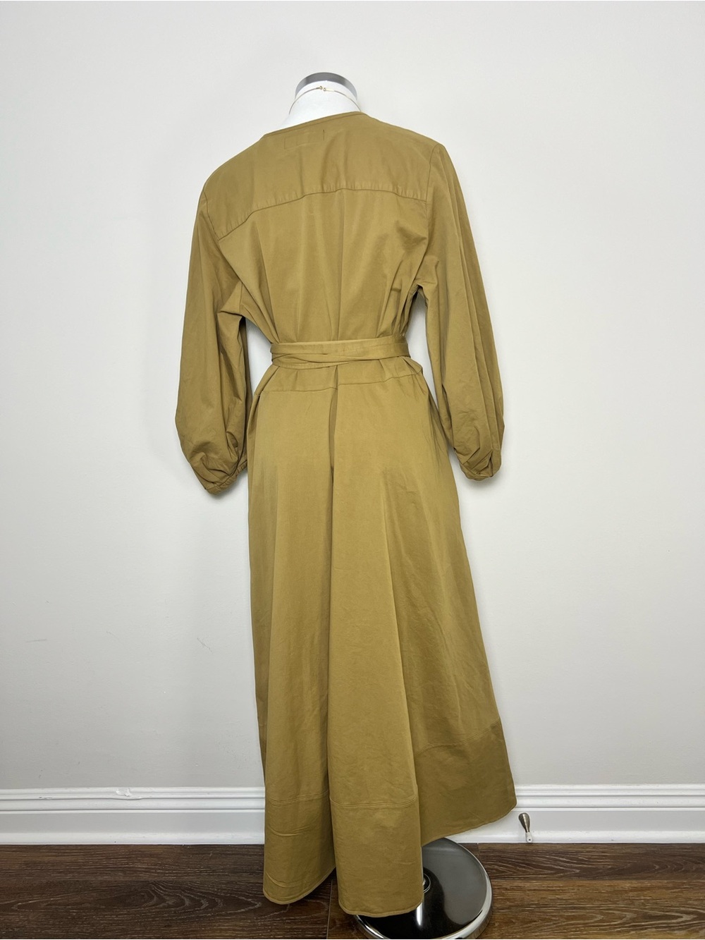 Zara Belted Midi Dress NWT Size M 96% Cotton Khaki Shirt Dress Boho Chic Pockets - Picture 6 of 13